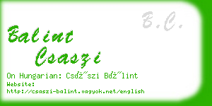 balint csaszi business card